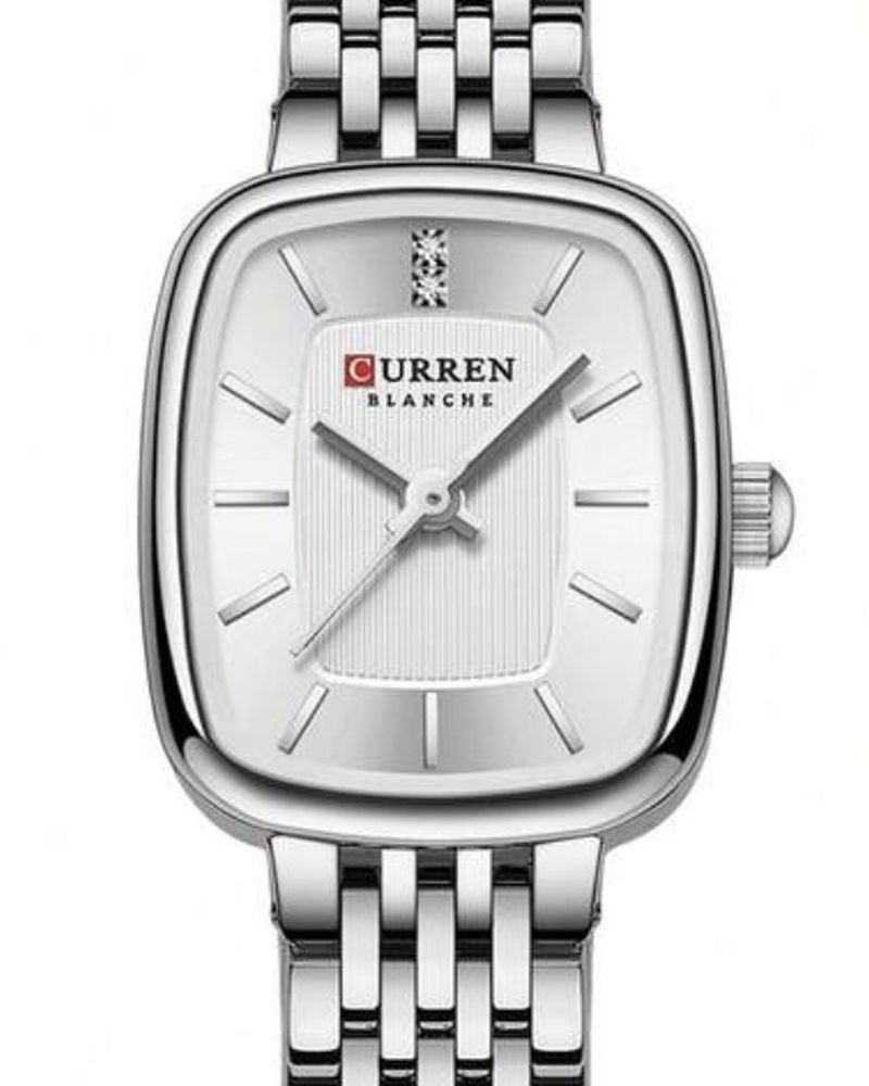Reloj Curren Blanche plateado, esfera cuadrada