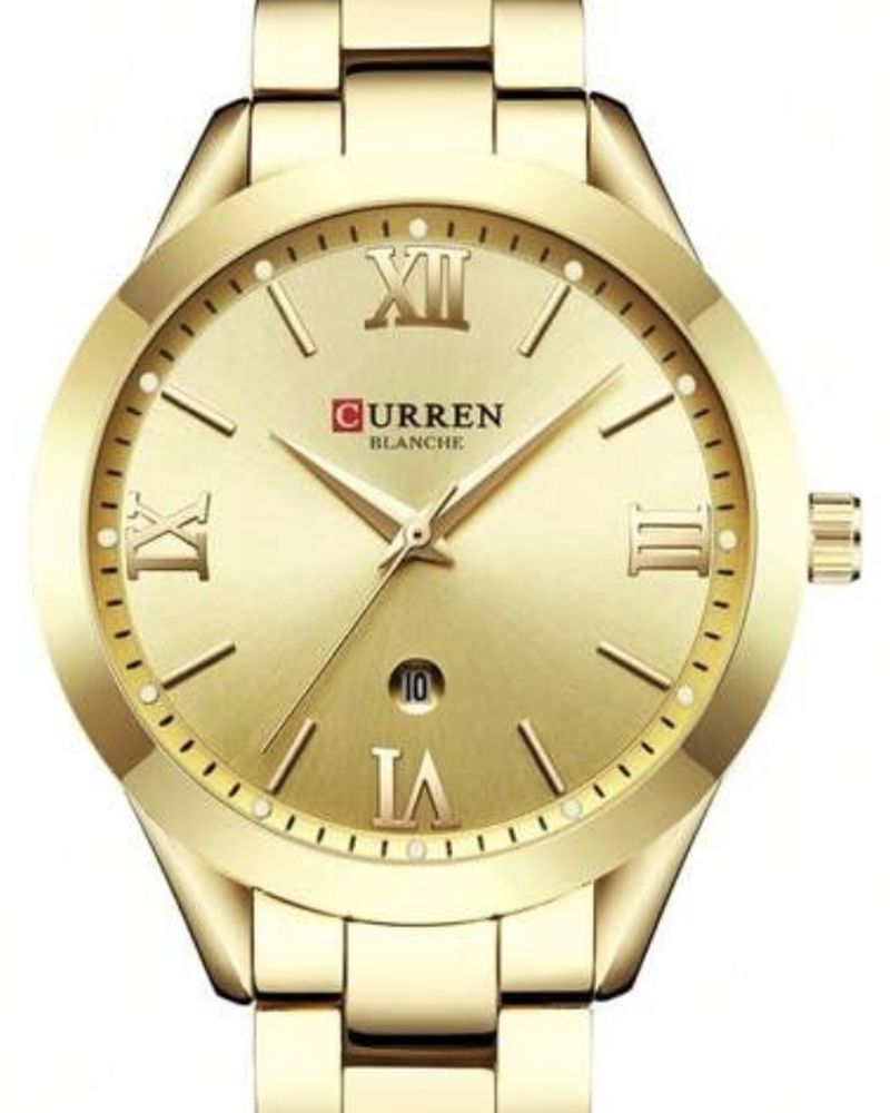Reloj Curren Blanche dorado, esfera redonda